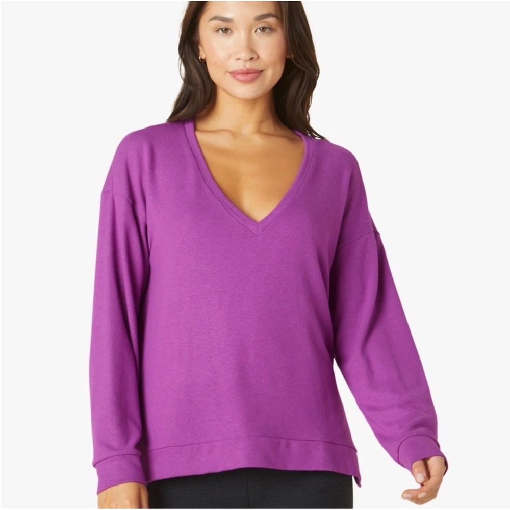 Beyond Yoga Women Long Weekend Lounge Pullover Sweater Small‎ Purple Plum Casual - Picture 2 of 11